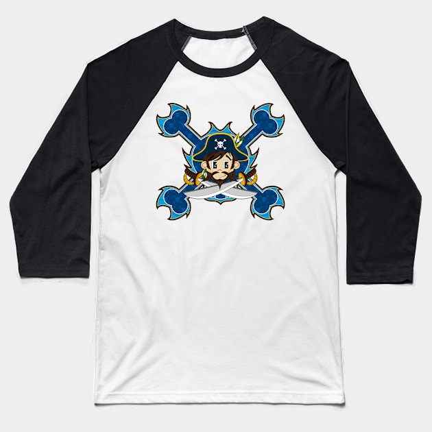 Cartoon Pirate Captain Baseball T-Shirt by markmurphycreative